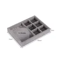 Gray velvet jewelry tray with 6 hooks and multi-compartment for necklace and earring storage - Necklace & Grid Tray