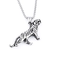 Silver tiger head pendant necklace made of polished titanium steel for fitness style - Leopard + Steel Chain