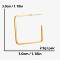 Detailed view of square gold earrings with 3cm measurement and weight specifications - Gold Square (D438-G)