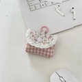 Custodia per auricolari in pizzo a scacchi rosa con fiori e anello per auricolari wireless - Quadri Rosa