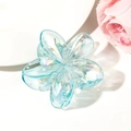 Iridescent aurora blue plumeria flower hair claw clip with glossy acrylic finish - 8cm / Iridescent Light Blue