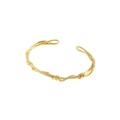 Eleganter goldener offener Armreif mit minimalistischem Doppelstrang-Windungs-Design - 925er Silber / Gold