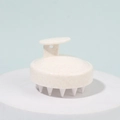 Beige silicone scalp massager brush with wheat straw texture and hanging hole design - Wheat Straw White