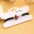 Bracciale intrecciato nero regolabile con charm football americano e perla a cuore - 03 KC Oro Stile Rugby