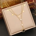 Elegant gold-plated double layer star necklace featuring cubic zirconia and star charms - Double Layer Star Zircon Style (1#)