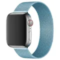 Blue Milanese loop mesh metal strap for Apple Watch with a sleek silver case - 39 Misty Blue / 38/40/41/42mm