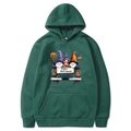 Dark green Halloween hoodie featuring Happy Halloween print and front kangaroo pocket - Dark Green