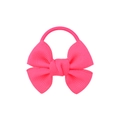 Pink grosgrain ribbon bow hair tie with elastic band for girls' ponytail styling - Hot Pink