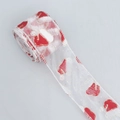 Nastro trasparente bianco con stampa cappello di Babbo Natale rosso e glitter per decorare l'albero. - Cappello Di Babbo Natale Rosso Largo 5 Cm 10 Iarde Per Rotolo
