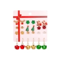 Christmas stud earring set with festive cartoon Santa and tree designs in colorful enamel - 11 Bell Pearl Set