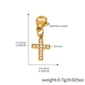 Goldenes Kreuz Anhänger aus Edelstahl mit Zirkonia und Karabinerverschluss für Schmuck - 1 Stück Goldener Kreuz-Zirkonia-Anhänger