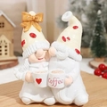 Charmante Kaffee-Zwerge-Paar Harzfigur für Valentinstag Heimtisch-Dekoration - Weißer Kaffee-Zwerg