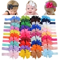 Rainbow set of baby grosgrain ribbon fishtail bow headbands in various vibrant colors - Mixed 40 Colors (Order Multiples of 40)