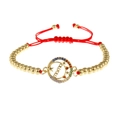 Gouden MAMA-armband met gekleurde zirkoon en verstelbaar rood gevlochten koordje - Koperen Kralen Rood Touw