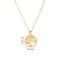 Elegant gold tree of life necklace with zircon inlay and 22.5mm pendant diameter - Circle Tree of Life-Gold-White Zirconia-22.5mm