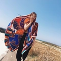 Bohemian paisley printed scarf with tassels in vibrant orange and blue for beach vacations - Orange Red Paisley Style (37124)
