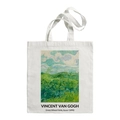 White canvas tote bag featuring Van Gogh's Green Wheat Fields Wheatfield art print - Green Wheat Fields Auvers