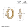 Dettaglio orecchini a stella in argento S925 con zircone 5A e misure precise del prodotto - Argento 925 / Goccia d'Olio Bianca (Argento 925 Placcato Oro)