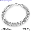 Polished silver stainless steel cuban link bracelet with 9mm width and lobster clasp - 9mm Width 210mm Length (KB207771-Z)