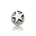 Silver alloy charm bead with embossed star pattern for DIY bracelet jewelry making - 1pc Round Pentagram