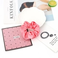 Pink satin silk scrunchie with smooth finish laid flat on a modern aesthetic background - 17#-Light Pink