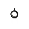 Round black stainless steel floating glass locket pendant with transparent dual-sided windows - 20mm Black - Screw Open