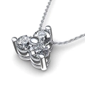 Exquisite three-stone zircon pendant necklace in polished silver finish for women - XL249 Three Stone Cluster