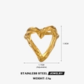 Adjustable golden stainless steel heart ring with unique irregular hammered texture - Heart Hammered Open Style / Gold