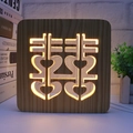 3D hollow wooden night light featuring a Double Happiness design in warm LED glow - Double Happiness/15cm