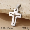 Ciondolo a croce di Gesù traforato minimalista in acciaio argento 20x15mm - Silhouette di Gesù Svuotata Argento (KP100647-Z)