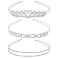Three-piece silver bridal headband set with rhinestones and elegant pearls - 3-Piece Set Silver