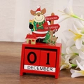 Detail of wooden Christmas advent calendar with reindeer motif on dark wood table - 2203-Red Reindeer