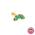 Gold plated S925 silver labret earring featuring five pear-shaped green zircons - Gold #13 (5 Marquise Green)
