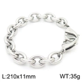 Bracelet gourmette minimaliste en acier inoxydable argenté avec double fermoir, 210x11mm - Style Chaîne Argentée Épaisse (KB162564-Z)