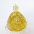 Yellow translucent resin princess dress figurine with glitter finish on glass rim - Large Lemon Yellow