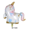3D standing rainbow unicorn foil balloon in white and pastel colors for birthday decor - Sleeping Unicorn