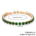 Bracciale hip-hop in oro con pietre preziose verdi e specifiche di dimensione dettagliate - Base Oro Pietra Verde