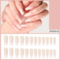 Coffret de 24 faux ongles longs ballerine avec dégradé français naturel couleur chair - Rose Blanc Ombre Cercueil (JP0355-03)