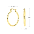 Detail of twisted texture gold earrings showing S925 stamp and 33mm height measurement - 30MM / Gold