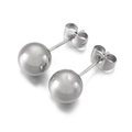 Boucles d'oreilles boules en acier inoxydable argenté poli avec fermoirs papillon - Boucles d'oreilles clous boule ronde couleur acier 10mm(KLJ579-Z)