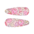 Paire de barrettes à fleurs roses avec bords ondulés pour petites filles - Barrette en Forme de Goutte (Lot de 2) / Fleuri Rose-Pastoral Doux