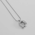 Silver stainless steel snake chain necklace with chubby bubble letter Q pendant - Letter Q [Steel]