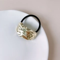 Minimalist punk style ponytail holder with gold irregular lava texture metal buckle - FA2619 Gold Irregular Wrinkle