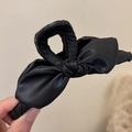 Eleganter schwarzer Leder-Haarclip mit Schleife und hochwertiger Vintage-Textur - Schleife Haarklammer / Schwarzes Leder
