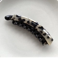 French leopard print banana hair clip with large tortoise shell pattern and black comb teeth - Large / Large Beige Leopard