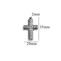 Vintage stainless steel cross pendant with hammered texture, dimensions 35mm x 20mm x 2mm - Style 24/Hammered Texture