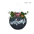 Cartel de bienvenida redondo de madera de 30cm con flores naranjas y lazo a rayas - Estilo Margarita Con Lazo de Rayas