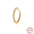 Macro shot of 925 sterling silver gold plated hoop earring with sparkling zircon inlay - Style 5 / Gold