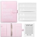 Pink PU leather A5 binder for 100 envelope savings challenge with tracker and cash pockets - Savings Challenge Set / Pink