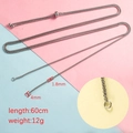 Silver stainless steel box chain bolo bracelet 1.8mm wide 60cm length with 4mm connector - Necklace / 1.8x60cm / Steel